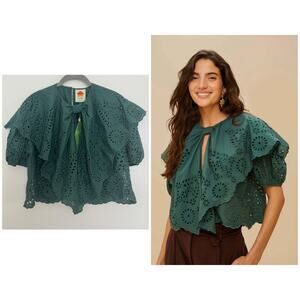 Farm Rio Green Maxi Lace Blouse